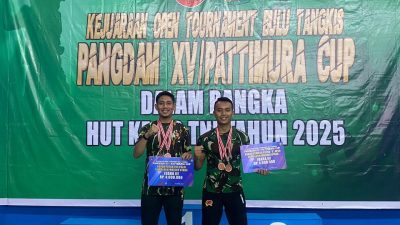 Briptu Syahputra Raih Juara III Kejuaraan Bulu Tangkis Pangdam XV/Pattimura Cup di Ambon