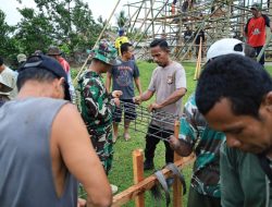 Anggota Satgas TMMD Ke – 126 Kodim 1505/Tidore dan Warga Kompak , Siapkan Pengecoran Tiang Masjid
